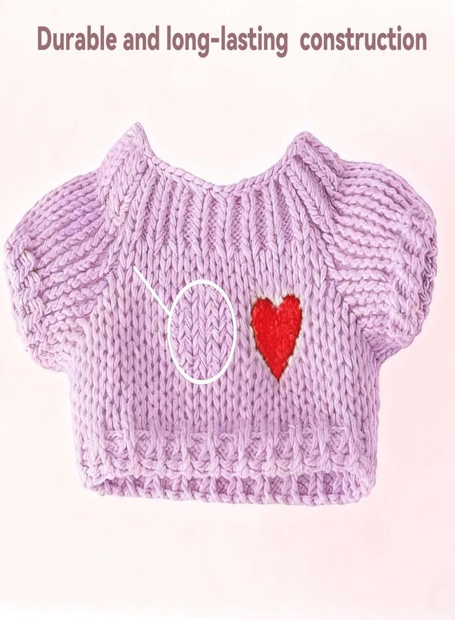 SHUOXUKE 2 Sets for Clothes 17cm/15cm Outfits (4 Pieces) Accessories Handcrafted Crochet Doll Clothes for Fashion Designer Ropa Collection with Hats & Sweater Pink & Purple - Image 3